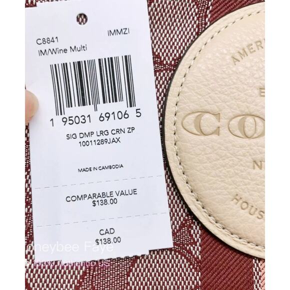 COACH DEMPSEY LARGE CORNER ZIP WRISTLET WALLET SIGNATURE JACQUARD COACH PATCH - Picture 6 of 7